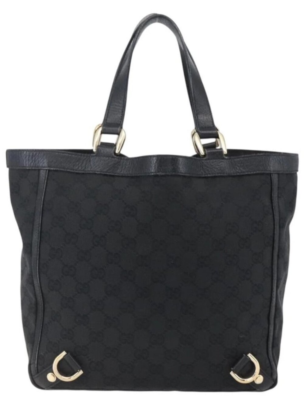 GUCCI GG Canvas Abbey Hand Bag Black Gold 130739 Auth gh1861 - Picture 2 of 16